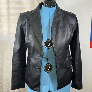 Alfani vintage black leather jacket- Women size S